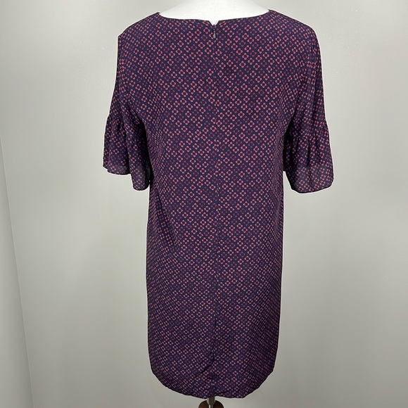 Madewell Silk Painted Clover Mini Shift Mod Dress Sz 4 Retro Short Bell Sleeve - Picture 5 of 13